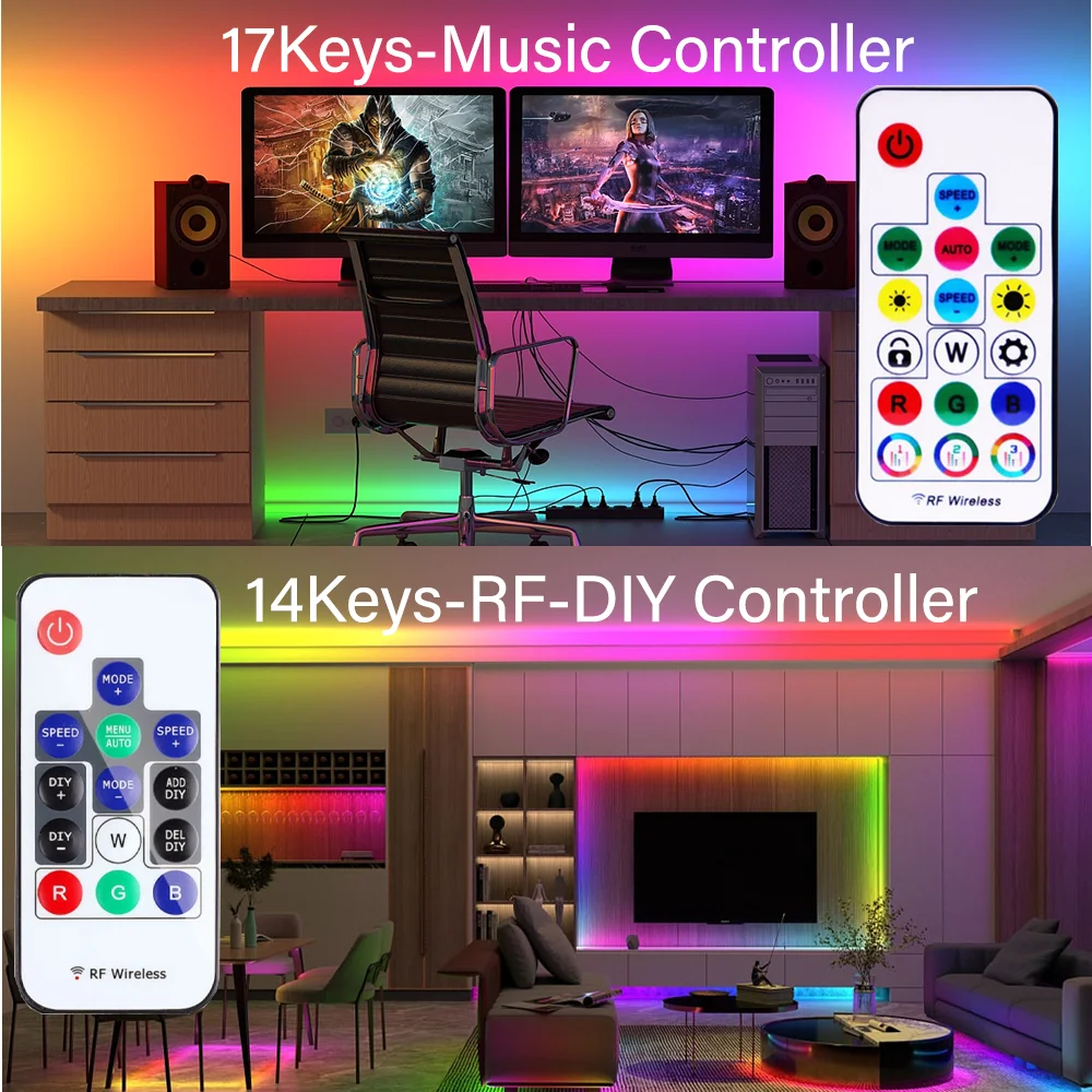 WS2812 WS2811 SK6812 USB/DC Led Pixel With Music/DIY/LOCK Controller MINI 3/14/17/21Keys RF Led strip Remote Controller DC5V-24V