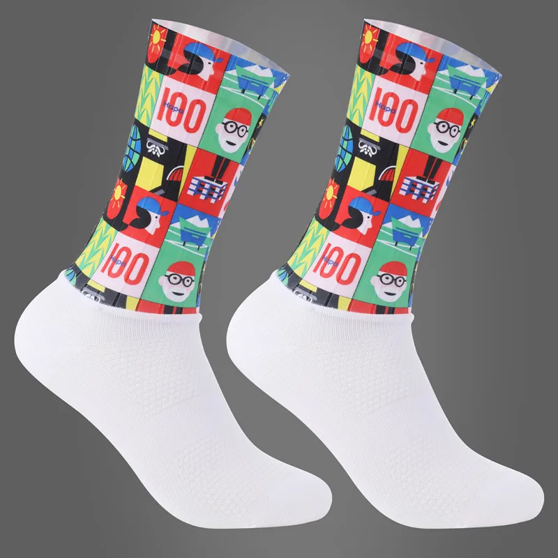 Picture 3: 2026 New Anti Slip Silicone Summer Aero Socks Whiteline Cycling Socks Men Bicycle Sport Running Bike Socks Calcetines