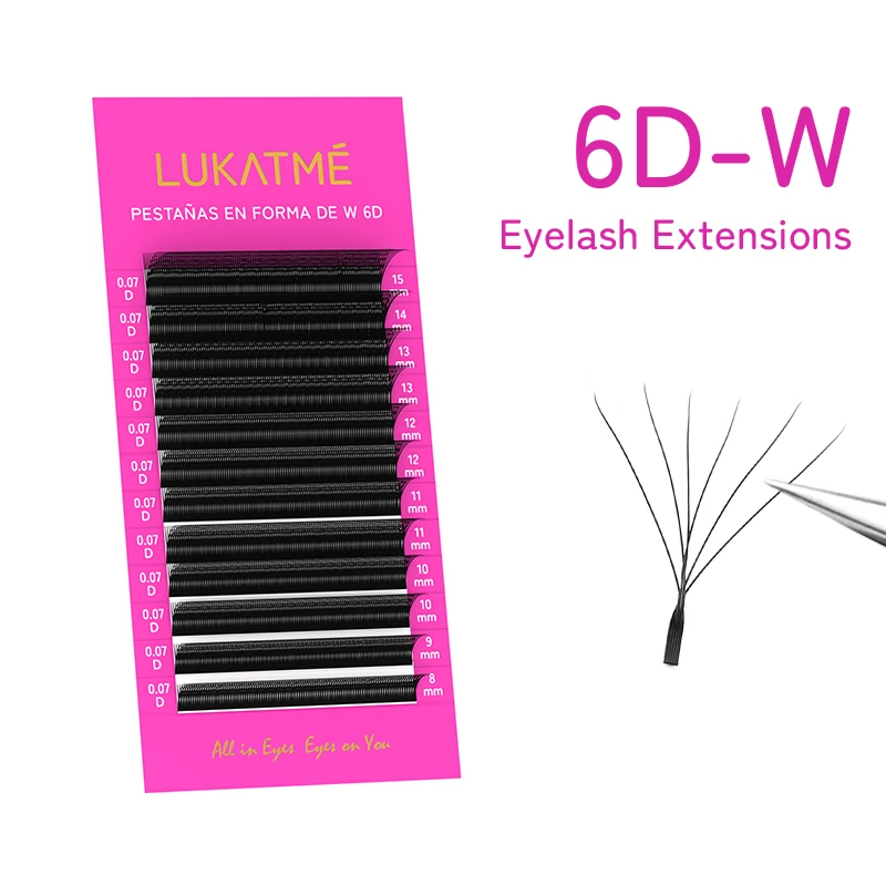 

LUKATME 6D W Наращивание ресниц 0,07 мм PBT D Curl 8-15 мм 6D Lashes Mega Volume Готовые вееры W Bloom 6D Накладные ресницы
