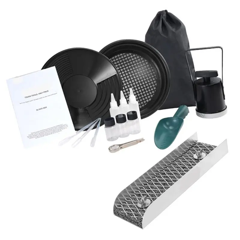 

ALIM-Gold Plated 12 Inch Panning Sluice Box Kit Featuring Aluminum Alloy Pan And Sieve