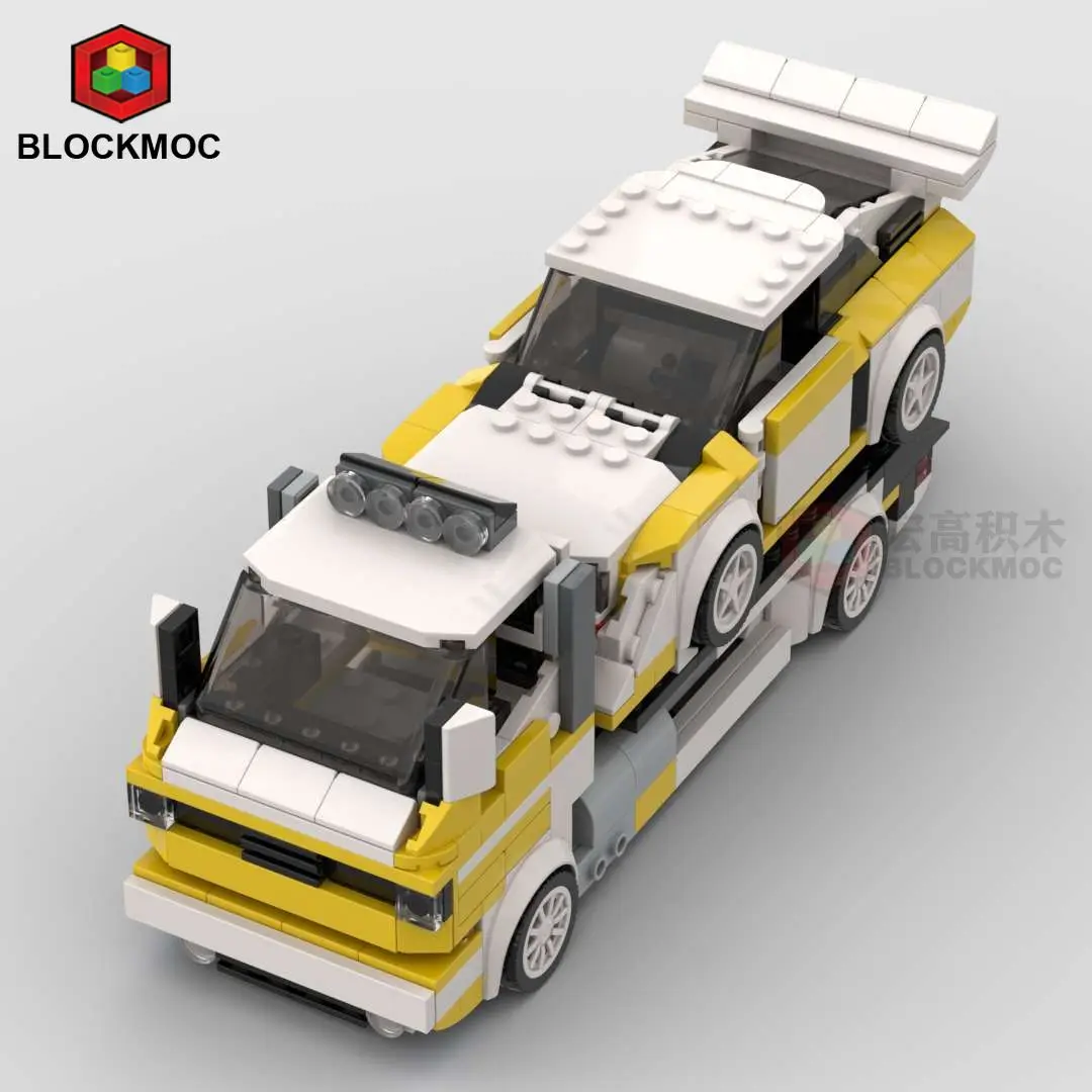 MOC Bricks Quattro S1 E2 Truck Trailer Rally Hatchback Racing Sports Car Transport Vehicle Speed Champion Building Blocks Toys