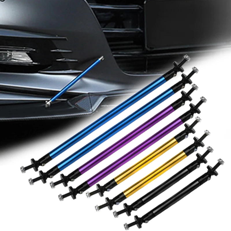 JDM Adjustable Car Front Frame Bumper Lip Protector Rod Support Bars Decor Lip Proector Rod Splitter Strut Tie Bar Kits