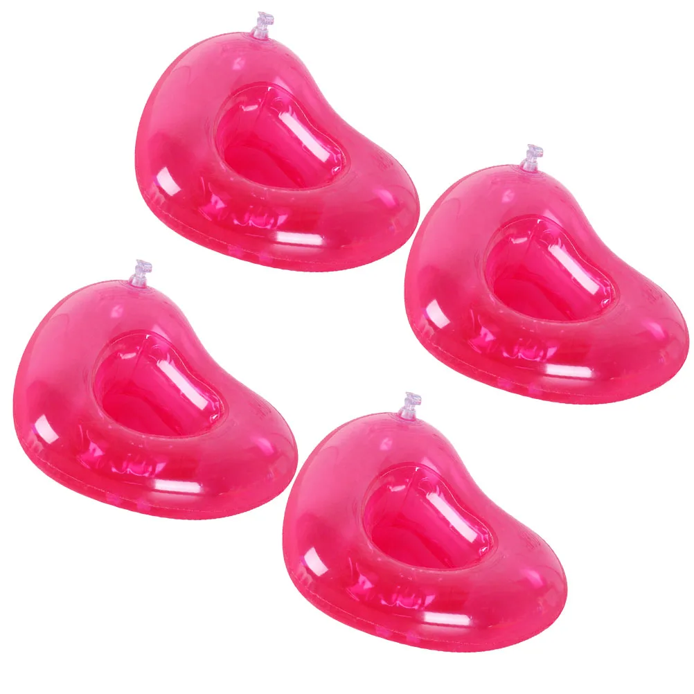 

4PCS Water Beer Holders PVC Inflatable Pink Heart Shape Cup Float Mats Beer Trays for Water Party Pool Beach