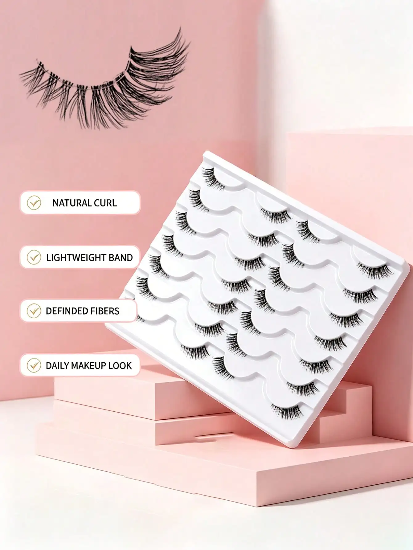 14 Paar transparente, halbseitige, künstliche Wimpern im Glitzer-Stil, leicht, wiederverwendbar, mit unsichtbarem Band, für das tägliche Make-up. – Detail 4