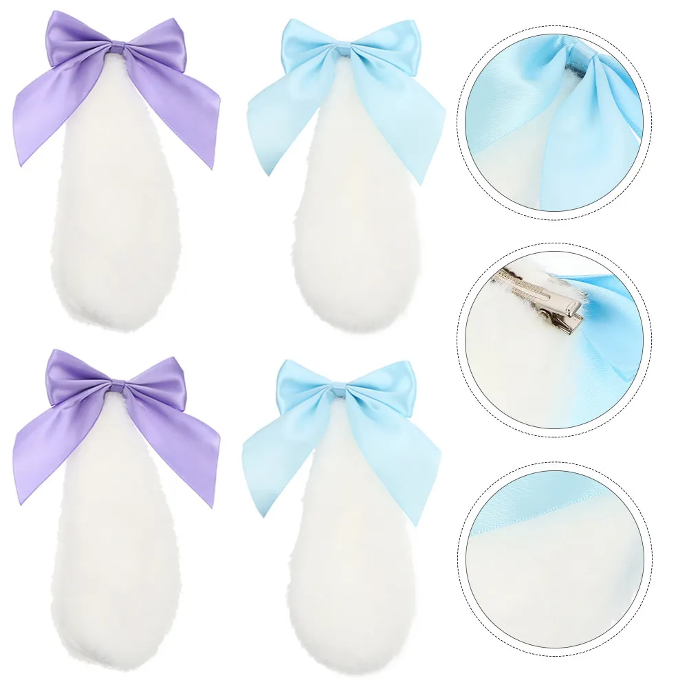 

2Pairs Bunny Ears Hair Clip Lovely Bowknot Hairpins Lightweight Fabric Hairpins for Cosplay Party Decoration and Daily Use