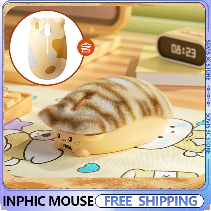 

Inphic New Cute Cat Wireless Mouse 2.4G Bluetooth Optical Portable Mute Mice Customize Desktop Laptop For Pc Office Girl Gifts