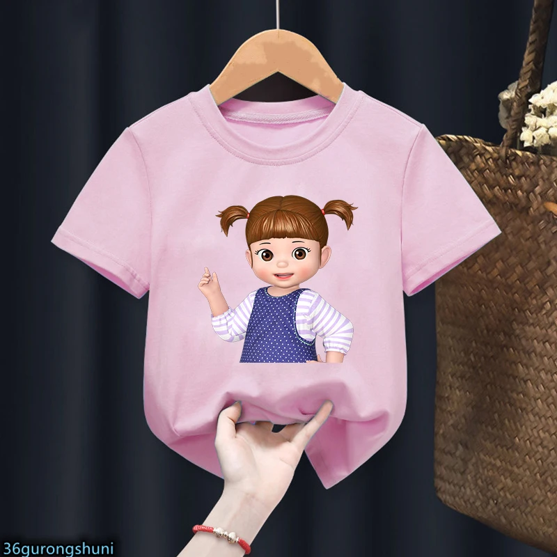 Nieuwe Hot Koop Kids Kleding Tshirt Leuke Kongsuni En Vrienden Cartoon Print Meisjes T-shirt Harajuku Kawaii Meisjes Kleding Roze T-shirt