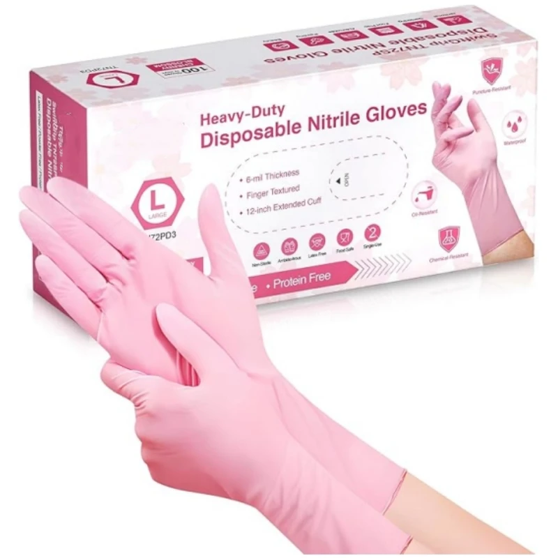20/50/100PCS Pink Nitrile Gloves Disposable Light Duty Latex Free Household Gloves for Cooking Cleaning Food Pre Tattoo Hair Dye