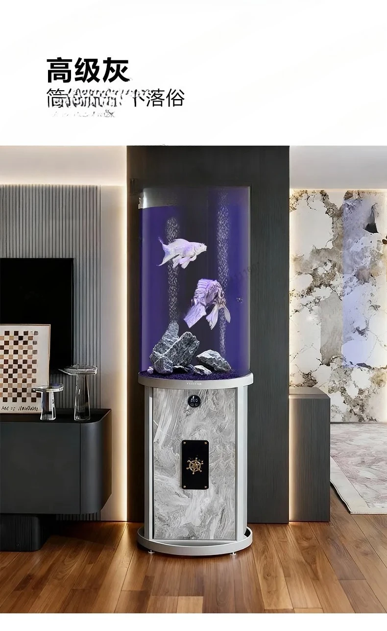New cylindrical fish tank living room small water-free ecological bottom filter fish tank