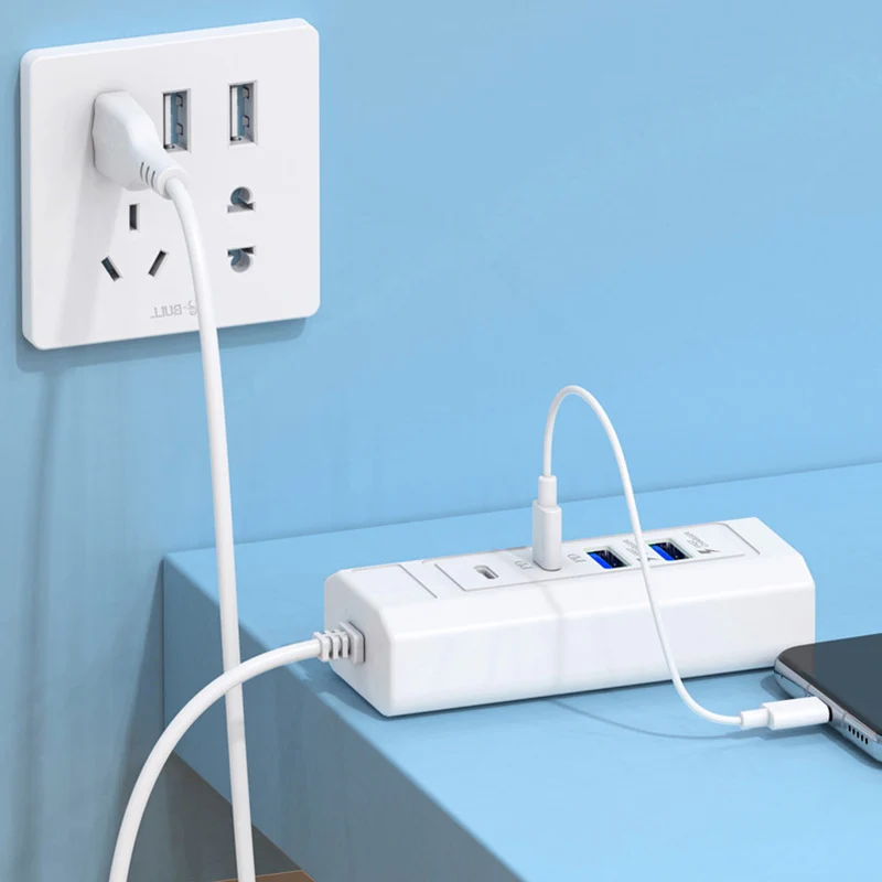 Adaptateur répartiteur de câble USB, 4 ports, type C, charge PD, S6, 5V, 25W, convertisseur d'extension d'alimentation pour téléphone et tablette