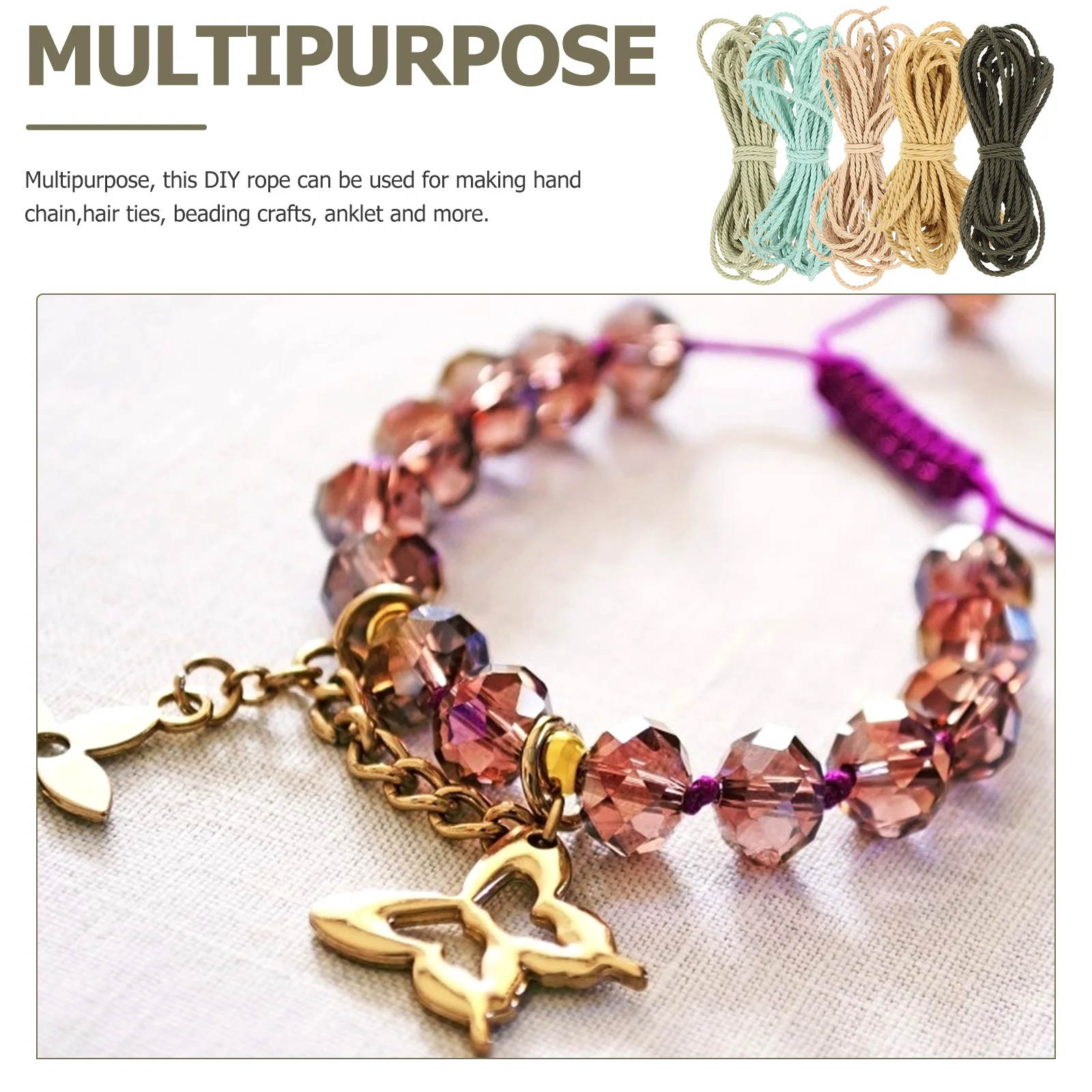 

5 Pcs Hair Ring Accessories Ties Bracelet Cord Elastic Jewelry Lacing Making Rubber Band Rope Thread for Jewellery Beading