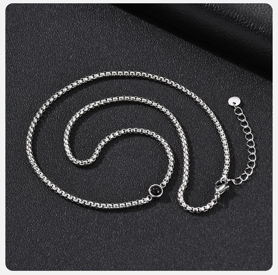 Vnox Herren Edelstahl-Kastenkette Halskette mit schwarzem Onyx-Anhänger, verstellbare Kette, Alltagsschmuck, Geschenk für Männer, lässige Alltagskleidung – Detail 6