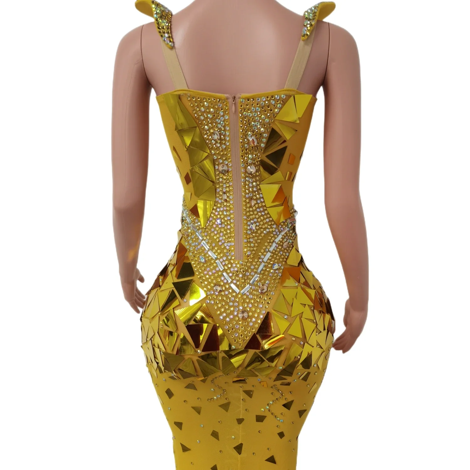 Sexy Bling Sequin Maxi Formal Evening Dresses Low-Cut Bodycon Sundress for Birthday Celebrity Party Dress