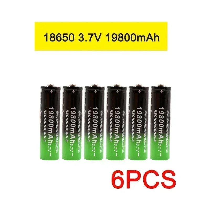 18650 Battery High Quality 19800mAh 3.7V 18650 Li-ion batteries Rechargeable Battery For Flashlight Torch + Free shipping