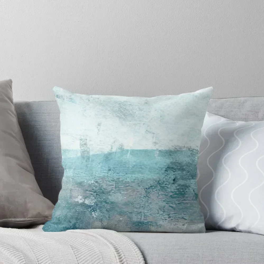 

Moody Minimalist Seascape in Aqua Blue and Grey Throw Pillow luxury covers Cushions For Decorative Sofa pillow