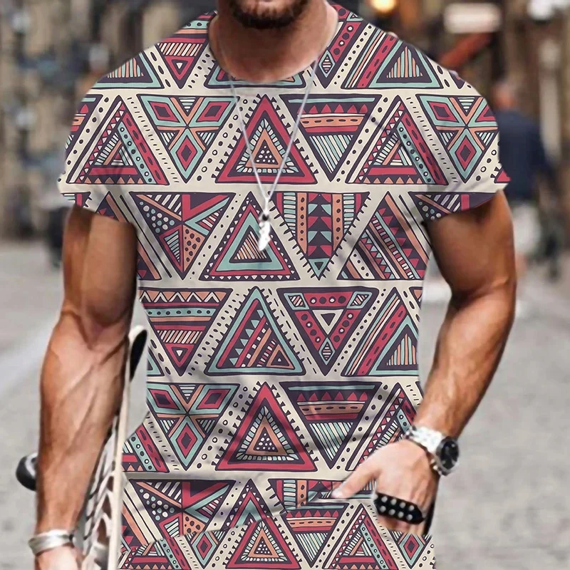 3D African Ethnic Primitive Tribal Fabric Printing Oversized T Shirt for Men Fashion Comfortable Short Sleeve Unisex Clothing