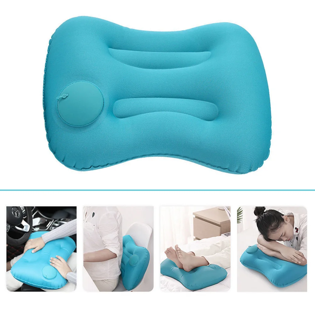 Travesseiro inflável portátil leve viagem travesseiro inflável design ergonômico para acampamento ao ar livre resto pescoço apoio volta