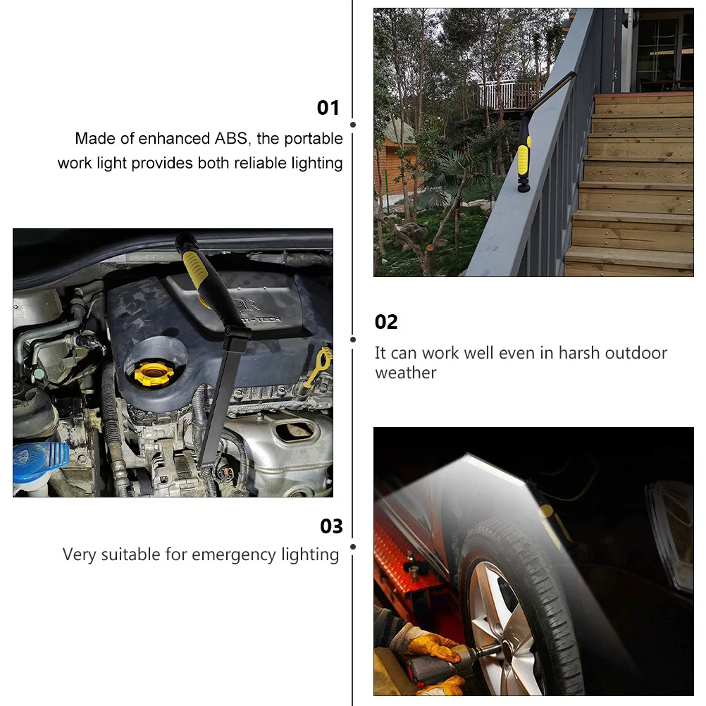 مجموعة واحدة من مصابيح العمل المحمولة القابلة لإعادة الشحن 360 درجة ° دعامة قابلة للدوران، قبضة غير قابلة للانزلاق للفحص والتخييم والإضاءة في حالات الطوارئ #5