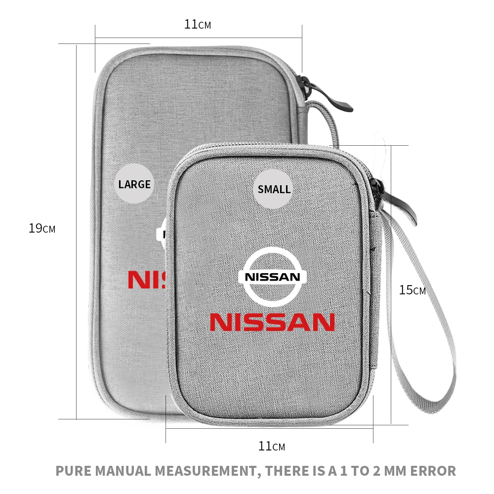 1Pcs Car Portable Men Women Travel Storage Bag Key Wallet Organizer For Nissan X-trail Qashqai Note Juke Sentra Patrol GTR Nismo