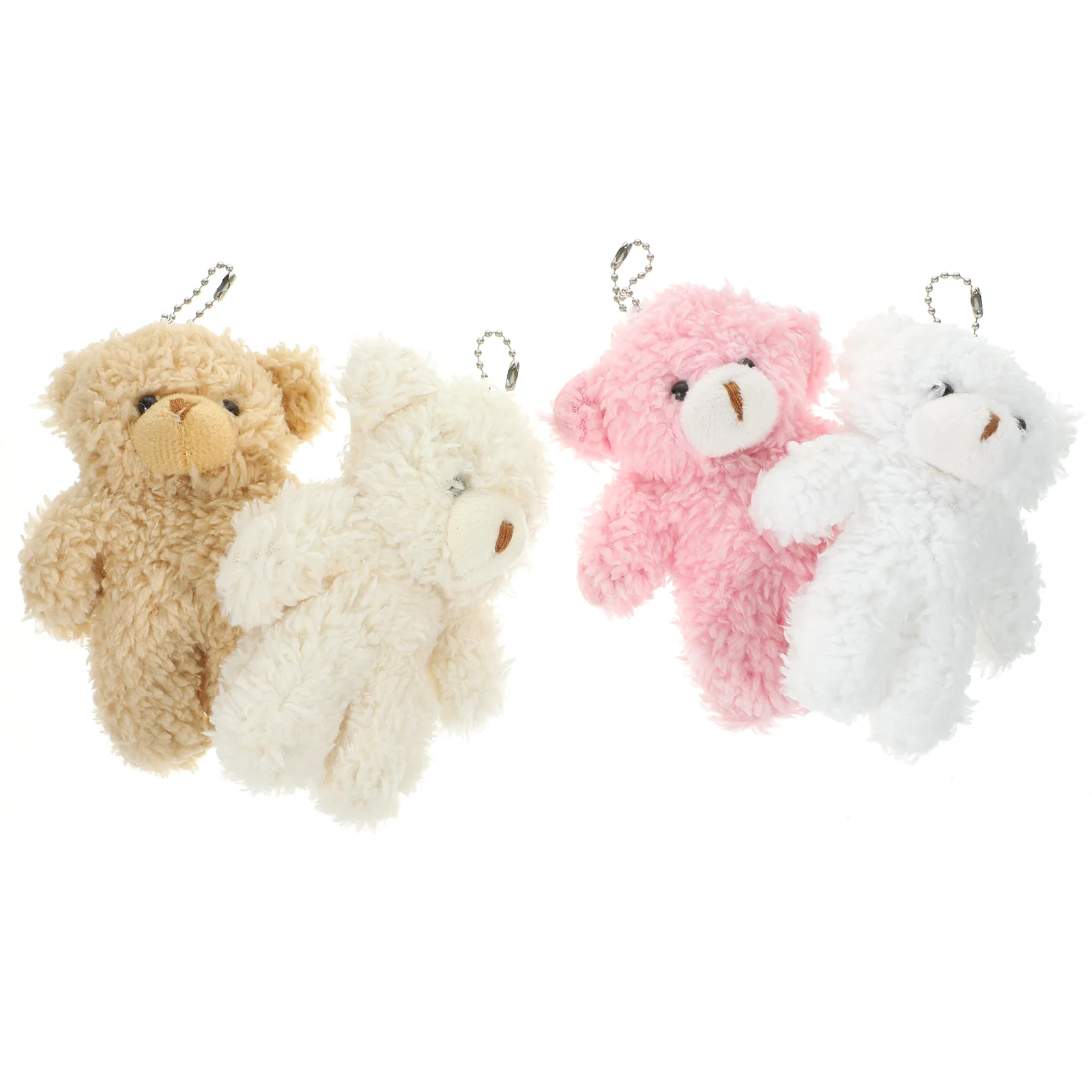 4 ชิ้นตุ๊กตาหมีพวงกุญแจกระเป๋าเป้สะพายหลังพวงกุญแจจี้ Hairy Charm Mini สําหรับกระเป๋าเป้สะพายหลังเด็กพวงกุญแจ