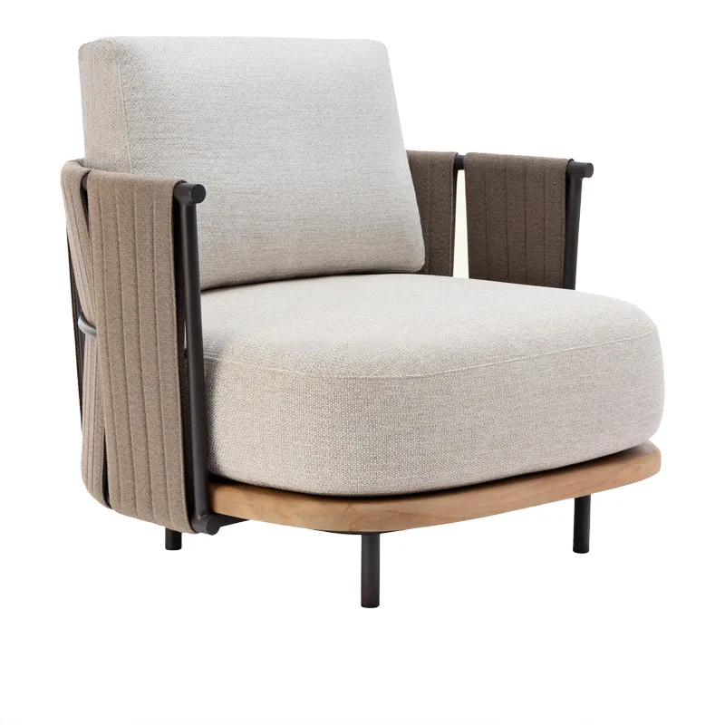 Outdoor anti-corrosive wood sofa combination outdoor sun model room courtyard villa balcony rattan sofa rattan chair furniture