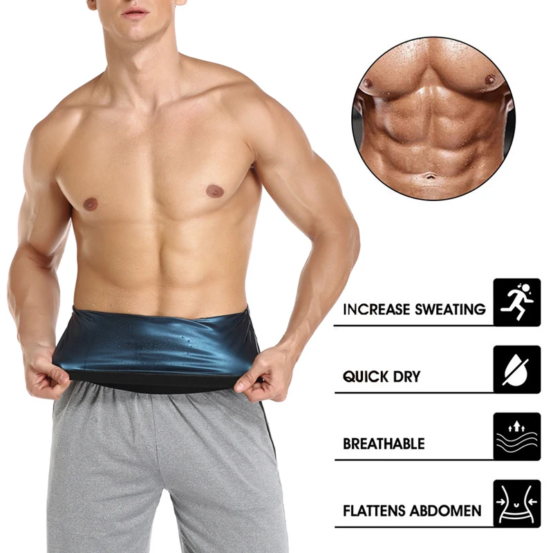 Neoprene-Free Men Sweat Body Shaper Waist Trainer Sauna Effect Slimming Belt Thermal Shapewear Corset Fitness Belly Cincher