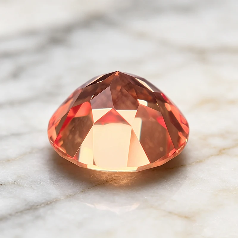 Hochwertiger Labor-Saphir in Orange, Rundschliff, Edelstein für Fortgeschrittene Schmuckherstellung von Ringen und Ohrringen, mit Wählbarem Zertifikat – Detail 2