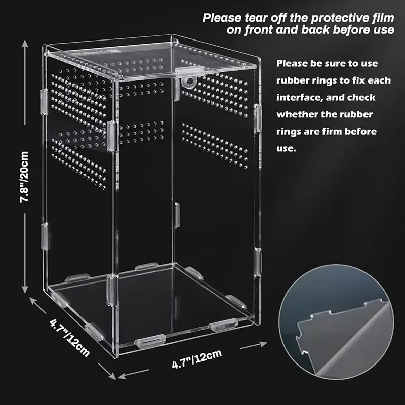 Acrylic Reptile Breeding Box Transparent Terrarium Habitat Insect Spider Lizard Scorpion Feeding Cage Arboreal Enclosure