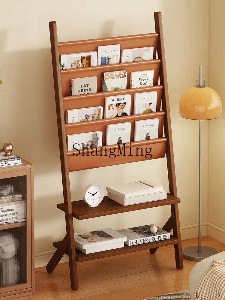 

HJ medieval magazine floor-to-ceiling newspaper storage rack Huiben against the wall brochure display stand