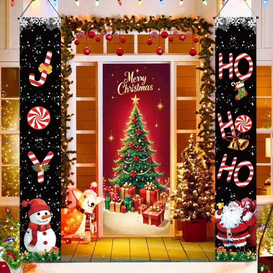 

Christmas Hanging DoorBanner Antithetical Couplet Merry Christmas Party Decoration New Year 2026 Christmas Wall Banner Xmas Gift