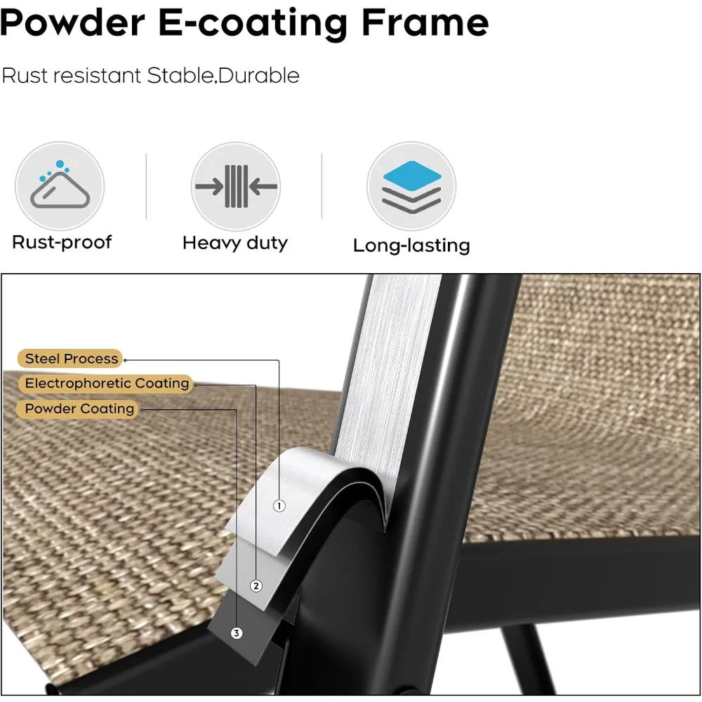 مجموعة كراسي تناول الطعام مكونة من 4 كراسي طعام خارجية قابلة للتكديس لجميع الأحوال الجوية بسعة 330 رطلًا من القماش الثقيل المقاوم للصدأ