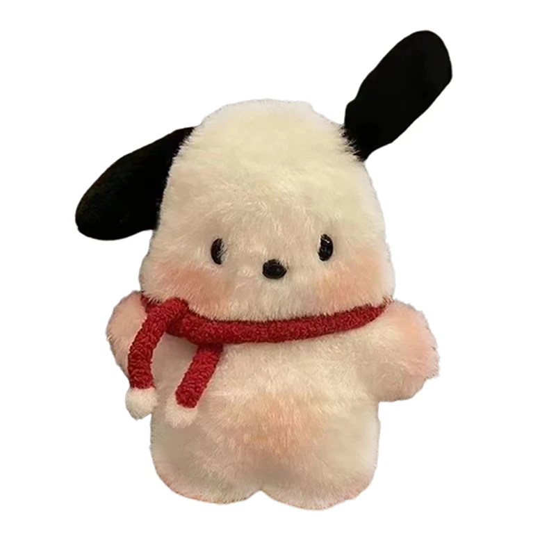 Anime Sanrio Figure Pochacco Plush Doll Keychain Diy Plush Pendant Bib Scarf Skirt Keyring Shoulder Bag Ornaments Decoration Toy