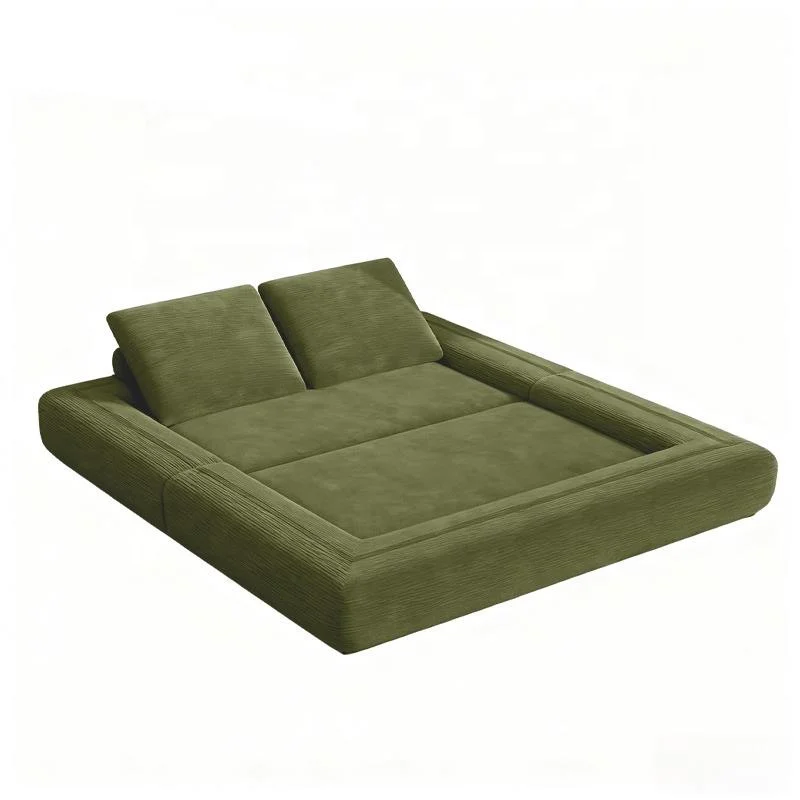 Modern Convertible Folding Velvet Sofa Bed Apartment Living Room Set Boneless Design Green Cloud Lounge Chaise
