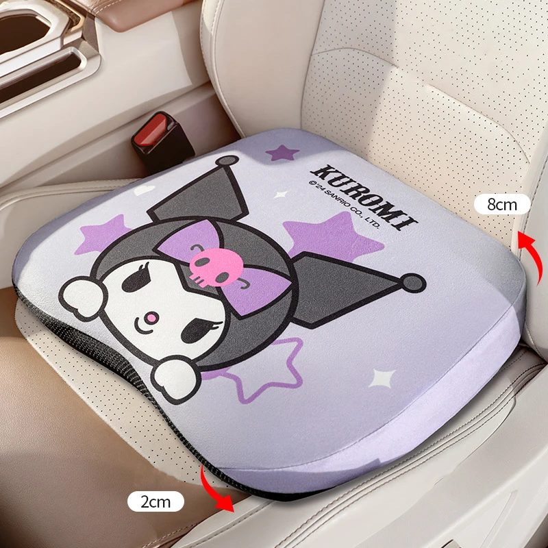 Sanrio Car Seat Cushion Waist Support Increase Height Anti-Slip Breathable Hello Kitty Kuromi Cartoon Auto Parts Decorate Gift