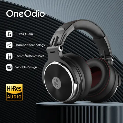 Oneodio 유선 헤드셋 전문 스튜디오 프로 DJ 헤드폰(마이크 포함) 듀얼 듀티 케이블 HiFi 모니터 음악 헤드셋(전화 PC용)