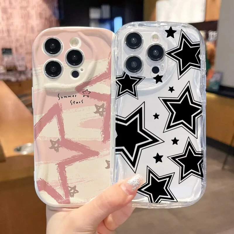 Capa estrela rosa fofa para xiaomi redmi note 13 pro 5g 12 14 4g 11 10 12 13 14 pro plus 12s 11s 14c 13c 12c 13 12 a3 9a capa ondulada