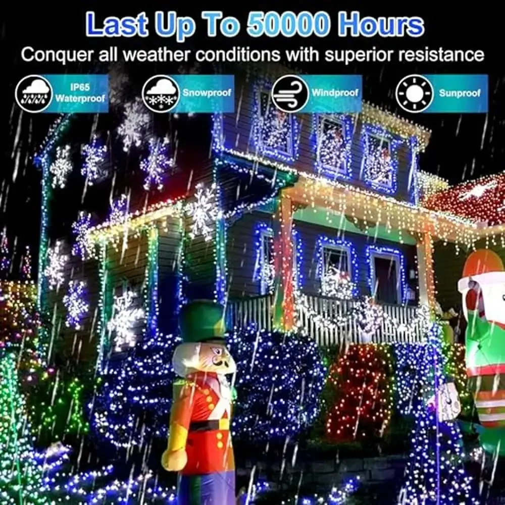 1500 LED Christmas Lights Outdoor 502FT String Lights with Timer Memory Waterproof IP44