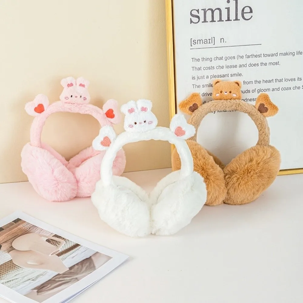 かわいい漫画の動物のぬいぐるみイヤーマフ、凍結防止、厚みのあるイヤーウォーマー、折りたたみ式、保温、冬用イヤーフラップ、女性、女の子向け