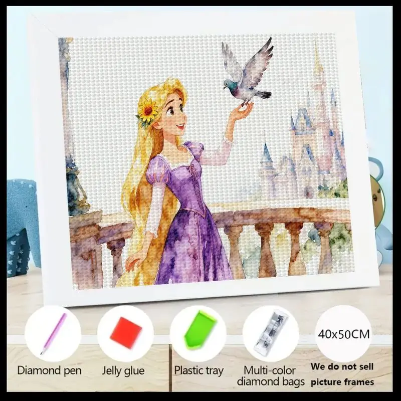 

1 шт. 5D DIY Волшебная принцесса набор для алмазной живописи, полная дрель, круглый набор для вышивки кристаллами и стразами, очаровательный Рапунцель с