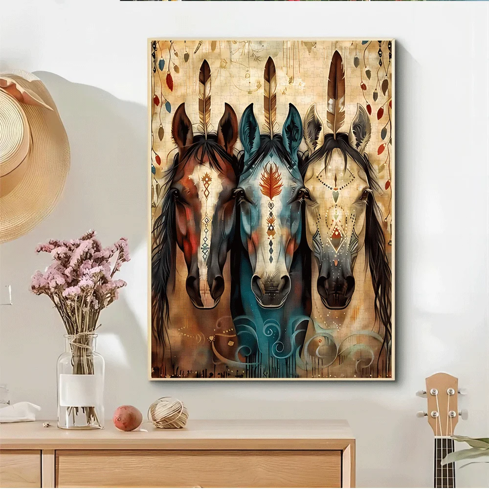 1000ピース 大人向けパズルゲーム - 壮大な羽根と花柄、鮮やかな色、高品質の紙、DIYホームデコレーション、家族向けアクティビティ