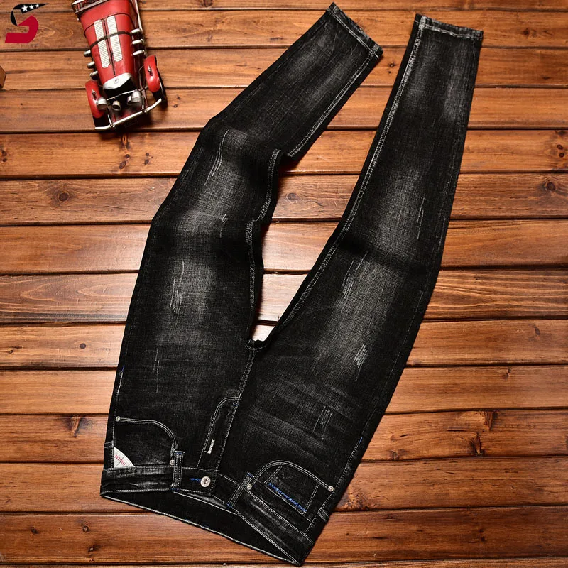 High-end jeans men's autumn 2024 New Men's Fashion Street casual embroidered stretch slim denim trousers