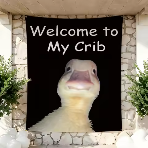 Welcome to My Crib Funny Pet Duck flag For Outdoor Picnic Home Camping Party Dorm Hanging Banner