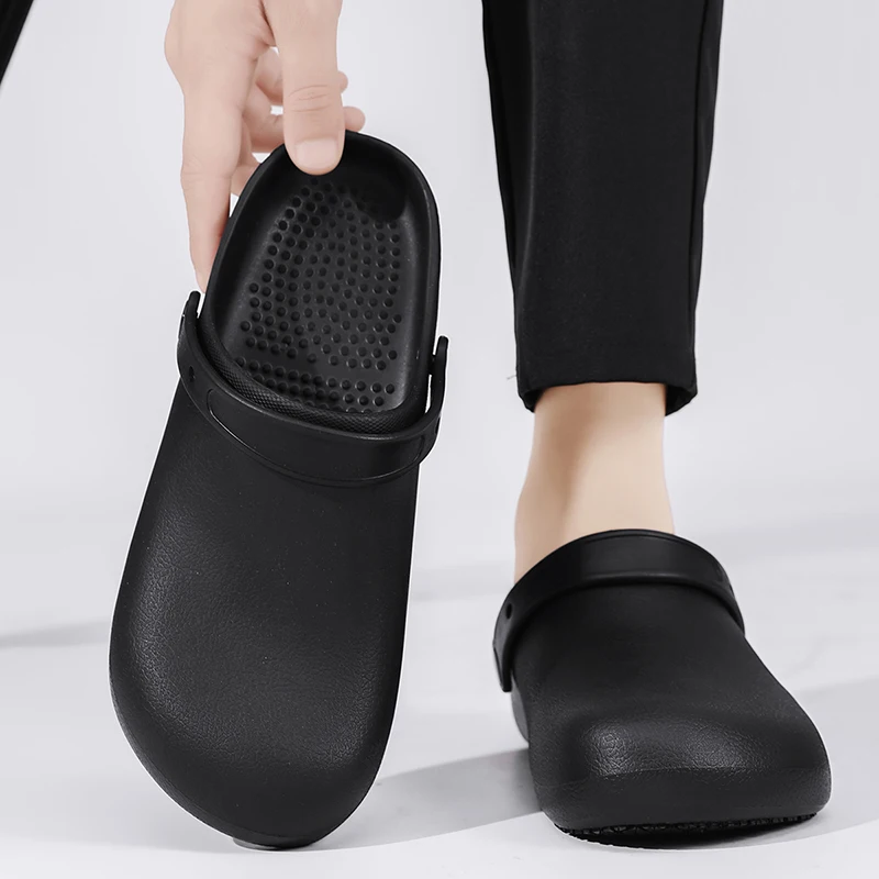 2025 New Fashion Men's Slip-On Half-Mule Closed-Toe Non-Slip Work Shoes Chef Shoes Lightweight Beach Shoes Casual Men's Shoes