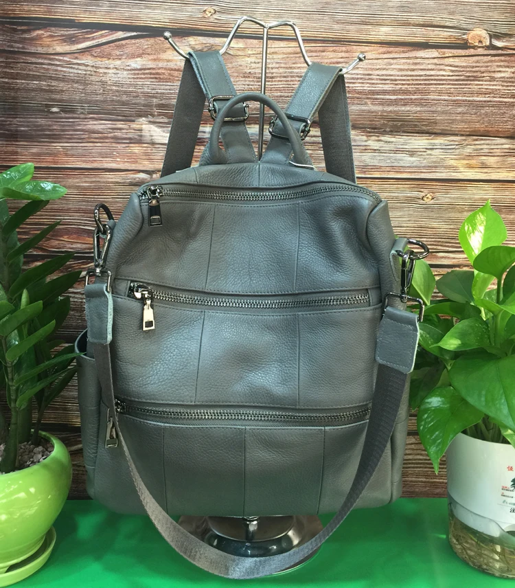 

iPinee Fashion New Women Backpack Genuine Leather Schoolbag large capacity Travel Bag Female Rucksack Shoulder bag Mochila