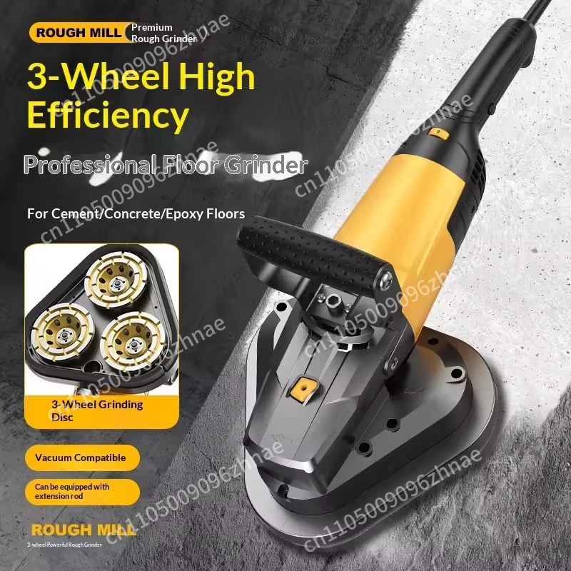 Three-wheel handheld high-efficiency coarse mill for wall polishing, cement, putty and concrete floor plastering