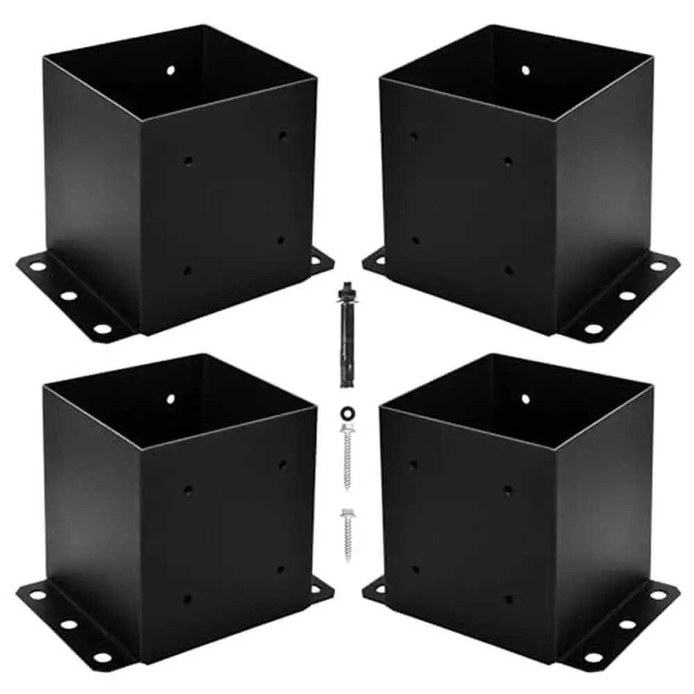 

Основание стойки 6x6, набор анкеров для палубы из 4 черных прочных деревянных ограждений, опора почтового ящика, внутренний размер 5,5 x 5,5 дюйма, безопасная установка в помещении