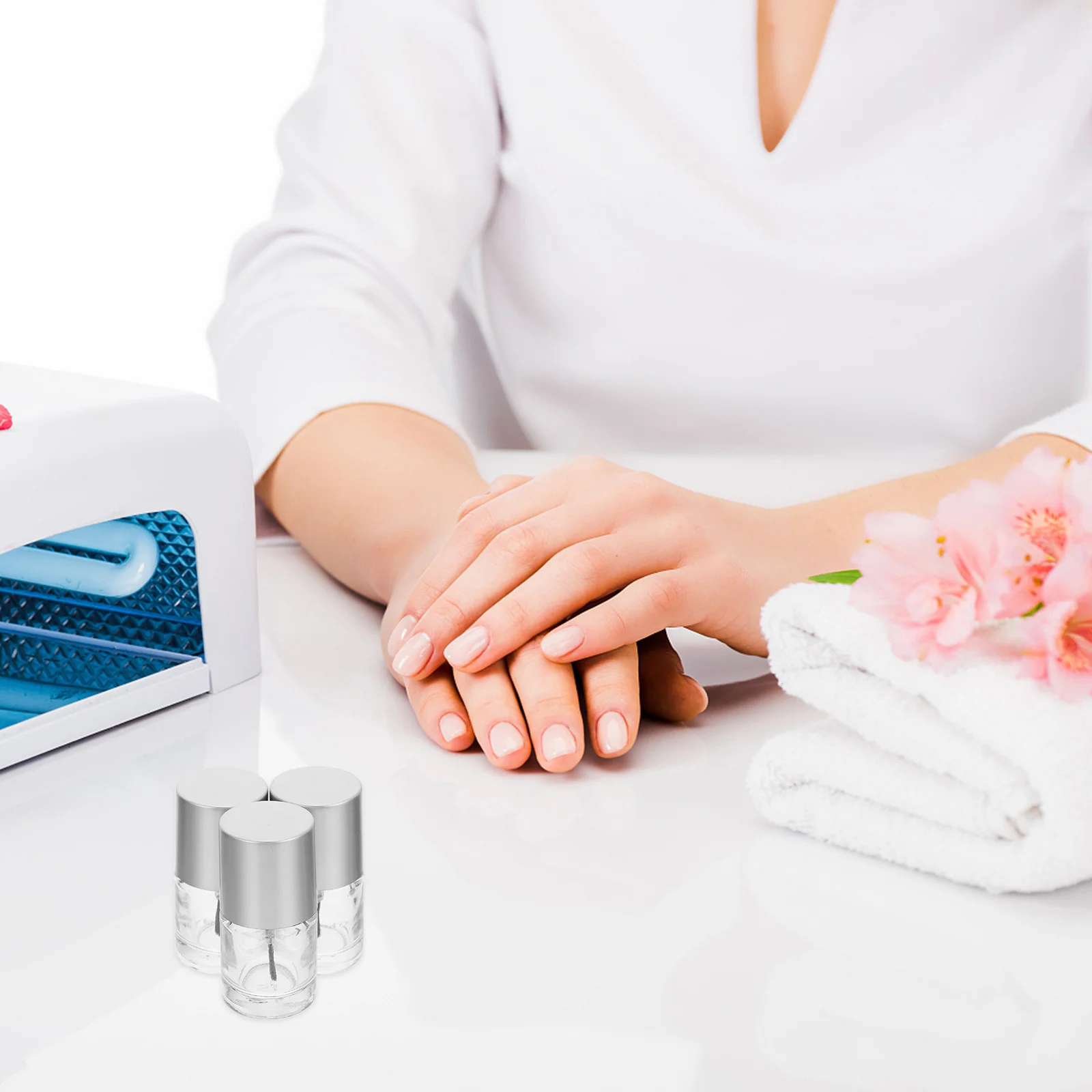 

10Pcs Refillable Nail Polish Bottles 10ml Glass Clear Containers with Brush Cover Portable for Manicure Travel