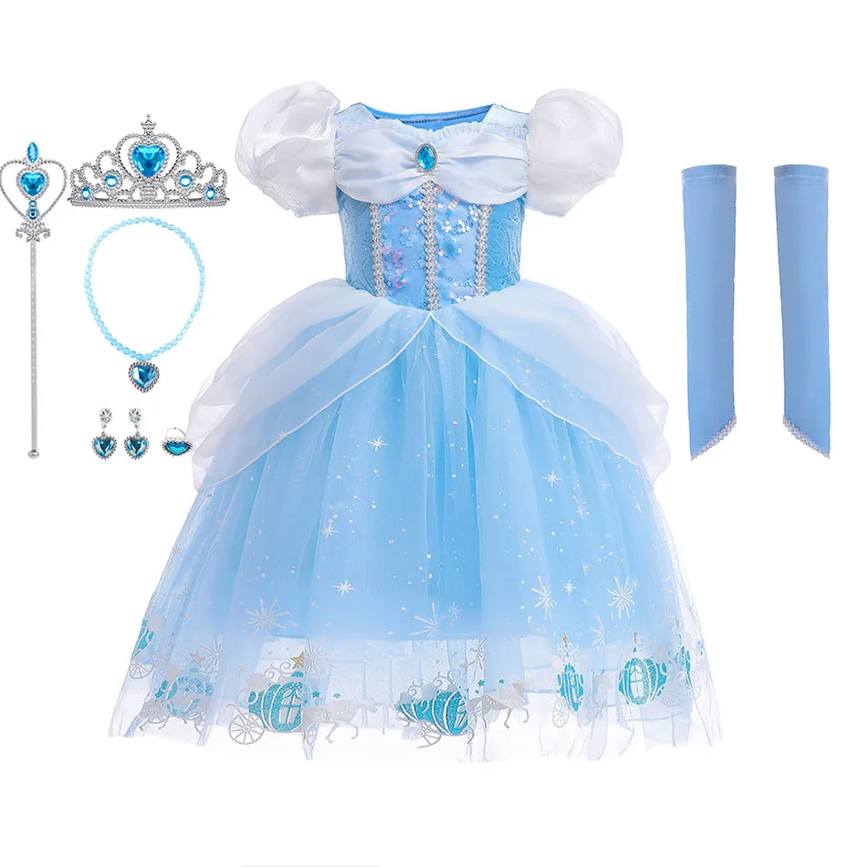 

Children Cinderella Costume Kids Princess Cosplay Dress Girl Carnival Birthday Clothes Baby Party Layered Party Dress 3-10 Years