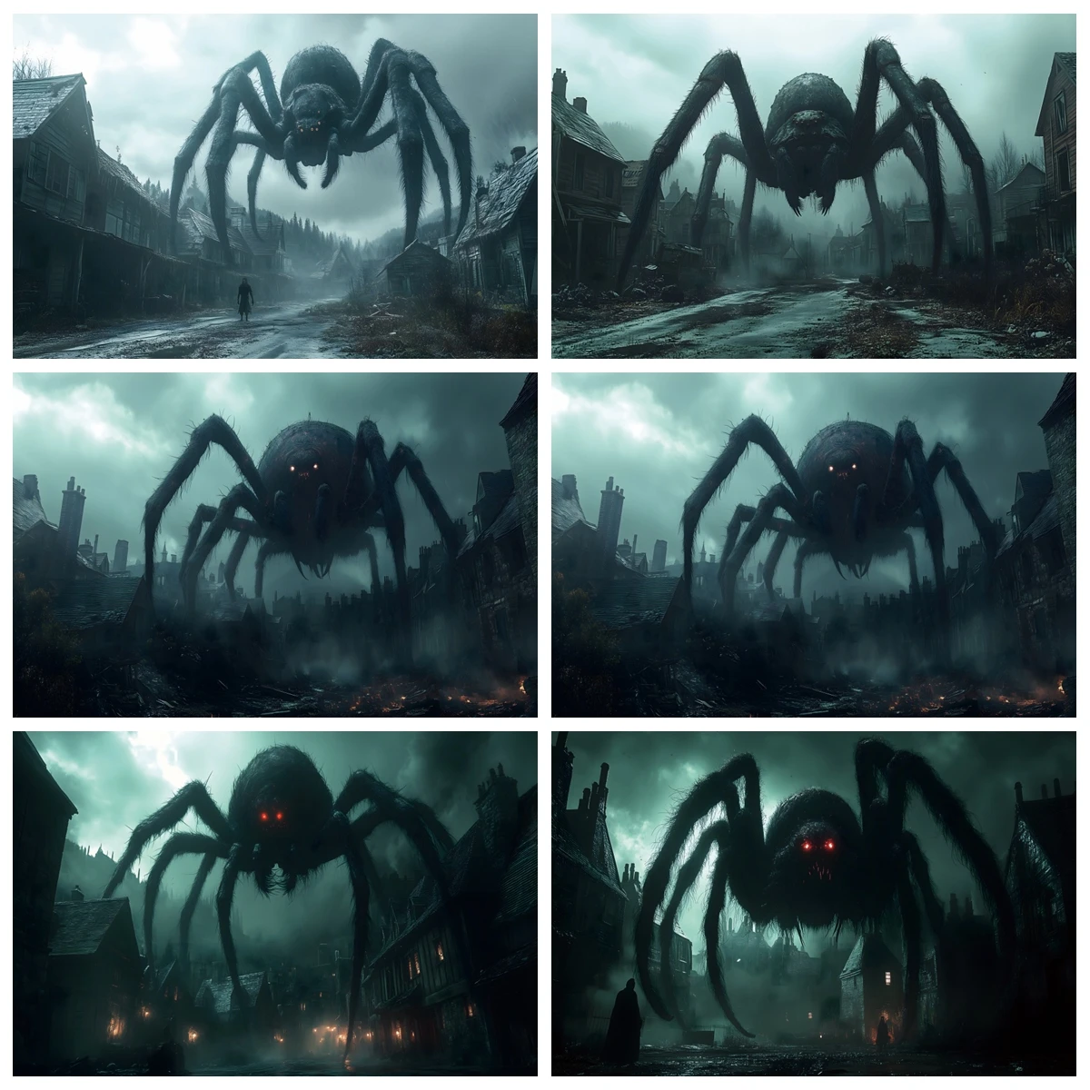 

Halloween Horror Night Spider Background Dilapidated Wooden House Street Gray Sky 2025 Halloween Party Photography Backdrop Prop