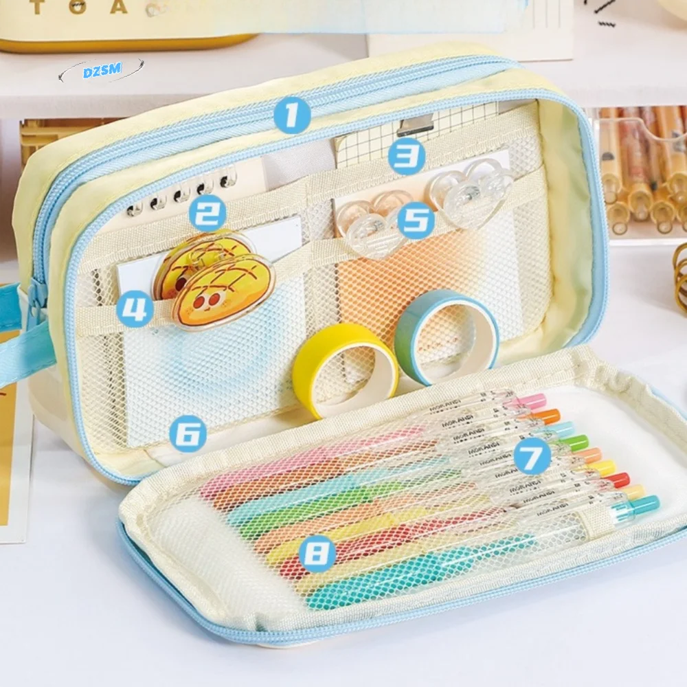 

Detachable Large Capacity Pencil Case Portable Transparent Stationery Pen Bag Beauty Bag Ins Style Cosmetic Storage Bag